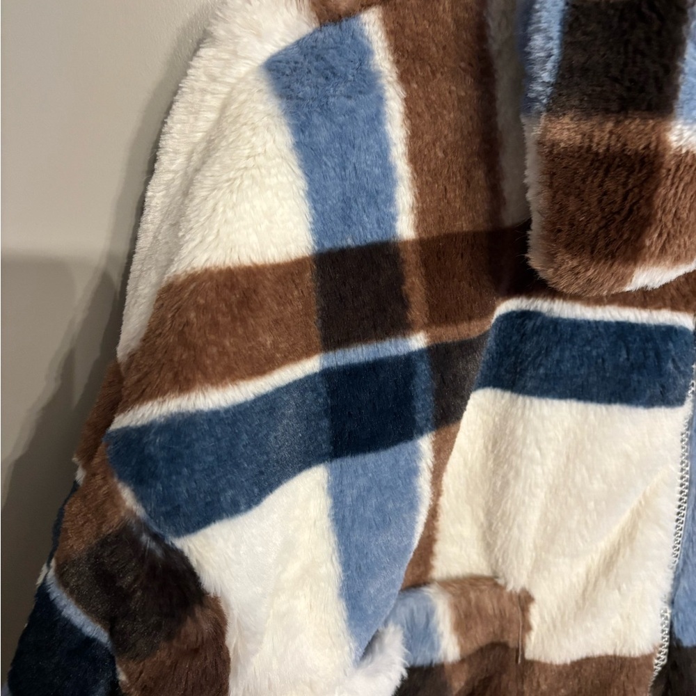 Ci Sono Faux fur plaid bomberJacket M - Picture 2 of 5